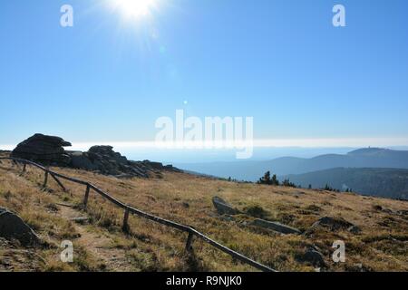 Felsen auf dem Gipfel des Brocken im Nationalpark Harz Stockfoto