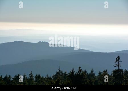 Blick vom Gipfel des Brocken im Nationalpark Harz Stockfoto