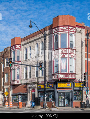 Der kommerziellen Gebäude im Logan Square Nachbarschaft Stockfoto