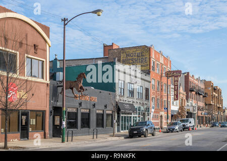 Der kommerziellen Gebäude im Logan Square Nachbarschaft Stockfoto