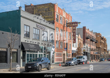 Der kommerziellen Gebäude im Logan Square Nachbarschaft Stockfoto