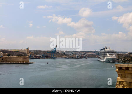 Panorama vom Hafen von Valletta Valletta, Malta Stockfoto