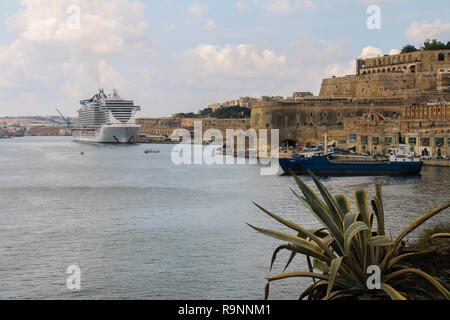 Panorama vom Hafen von Valletta Valletta, Malta Stockfoto