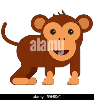 Affe im Cartoon Flat Style. Abbildung auf weißen Hintergrund. Stockfoto