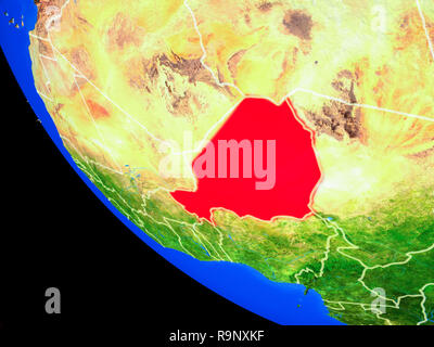 Niger auf realistischen Modell der Erde mit Ländergrenzen und sehr detaillierten Planeten Oberfläche. 3D-Darstellung. Elemente dieses Bild durch N eingerichtet Stockfoto
