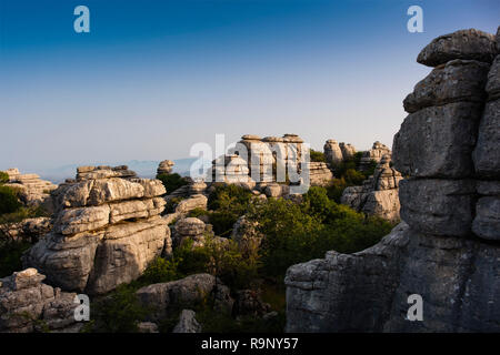 Torcal de Antequera, Erosion arbeiten an Jurassic Kalksteine, Provinz Málaga. Andalusien, Südspanien Europa. Stockfoto