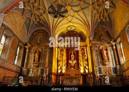 Kirche Eglise Saint Vincent. Baskenland. Urrugne, Departement Pyrénées-Atlantiques, Region Aquitanien. Im Südwesten von Frankreich. Stockfoto