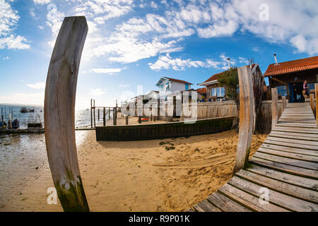 Strand. Die austernzucht, Bucht von Arcachon. Bassin d'Arcachon. Lège-Cap-Ferret, Gironde. Region Aquitanien. Frankreich Europa. Stockfoto