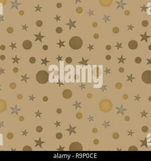 Beige nahtlose bakcground mit Punkten und Sternen Stockfoto