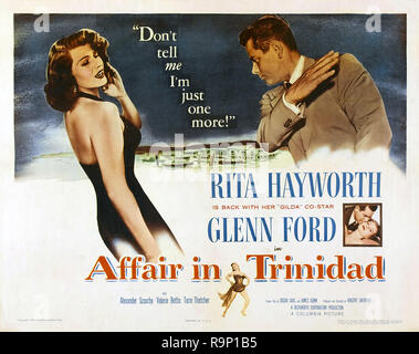 Rita Hayworth, Glenn Ford, "Affäre in Trinidad" (Columbia, 1952). Lobby Card Datei Referenz # 33635 793 THA Stockfoto