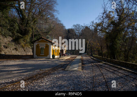 Die traditionelle Bahnhof in Milies, Magnesia Griechenland. Stockfoto