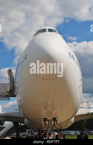 Boeing 747-236 B, G-BDXJ, auf Anzeige an der Dunsfold Airshow in Surrey, England am 23. August 2014. Stockfoto