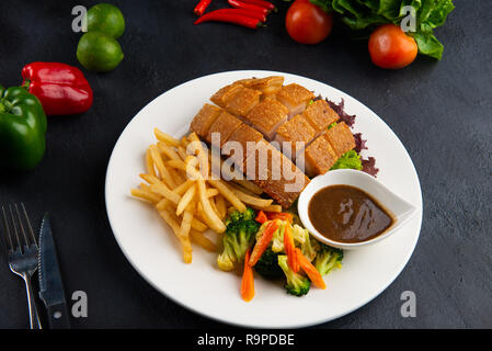 Chinesische knuspriger Schweinebauch von Oben nach Unten Stockfoto