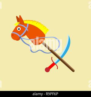 Spielzeug Pferd und Schwert auf einem hellen Hintergrund. Vector Illustration. Stock Vektor