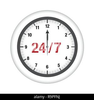 Symbol Uhr Runden Timer 24 Stunden 7 Tage Vector EPS Abbildung 10 Stock Vektor