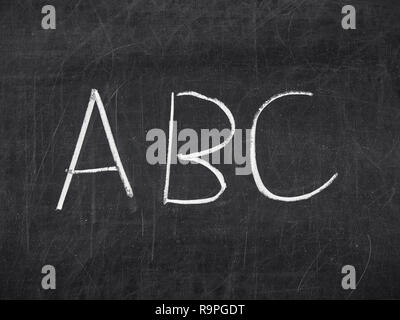 Handschriftliche ABC auf Tafel oder Schwarzes Brett Stockfoto