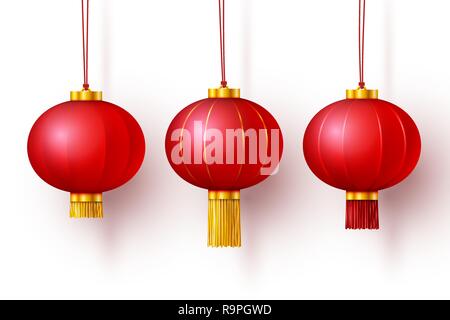 Vektor Traditionelle Chinesische hängenden roten Laternen Stock Vektor