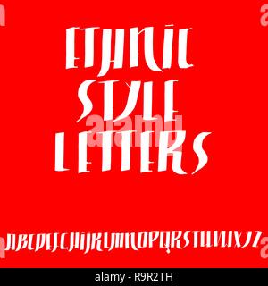 Grunge alten Stiftes gothic Font. Ethnische script. Vector Illustration. Stock Vektor