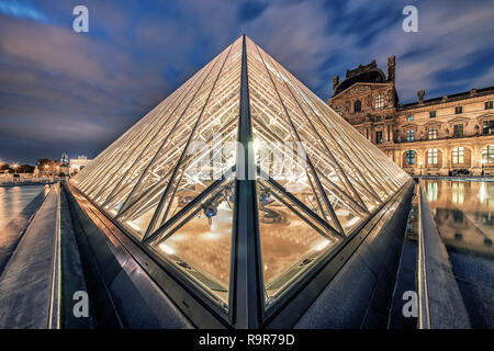 Le Louvre museum in Abend