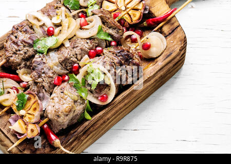 Rindfleisch Shish Kebab. Gerichte der orientalischen Küche. Eastern Food Stockfoto