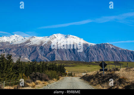 Bergige Landschaft in Canterbury, Südinsel, Neuseeland Stockfoto