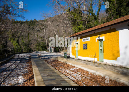 Die traditionelle Bahnhof in Milies, Magnesia Griechenland. Stockfoto