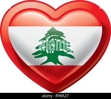 Libanesische Flagge, Vector Illustration auf weißem Hintergrund Stock Vektor