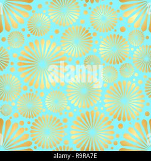 Abstrakte goldene Blüten auf blauem Hintergrund Stock Vektor