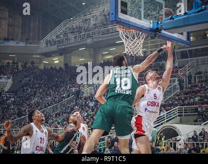 Athen, Griechenland. 28 Dez, 2018. Peter Alec von CSKA Moskau in Aktion während der Euroleague basketball Match zwischen Panathinaikos BC und CSKA Moskau im Olympic indoor Hall. Credit: Ioannis Alexopoulos/SOPA Images/ZUMA Draht/Alamy leben Nachrichten Stockfoto