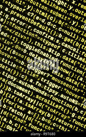 Das Schreiben von Programmcode auf dem Laptop. Digitale binäre Daten, die auf dem Computer angezeigt. Projektmanager arbeiten neue Idee. Software Engineer bei der Arbeit. Software abstra Stockfoto
