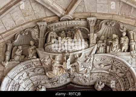 Details der grandiose Mauerwerk der Jeronimos Kloster in Belem, Lissabon, Portugal. UNESCO-Website. Stockfoto