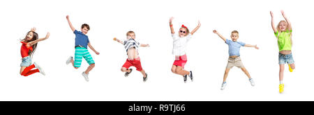 Die Kinder Tanzschule, Ballett, Hiphop, Street, funky und modernen Tänzer auf weiße studio Hintergrund. Mädchen und Jungen zeigt, Aerobic und Tanz. Im Hip Hop Style jugendlich. Collage Stockfoto