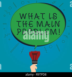 Text Zeichen zeigen, was das Problem ist. Konzeptionelle Foto die Ursache der Probleme Reparaturarbeiten leer Oval Farbe Sprechblase finden Sie oberhalb einer gebrochen Stockfoto