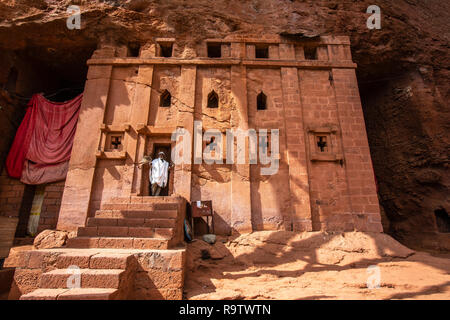 Die aus dem Felsen gehauenen Kirche von Haus des Abtes Libanos in Lalibela, Äthiopien Stockfoto