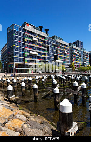 Die National Australia Bank Corporate Office in den Docklands von Melbourne, Victoria, Australien. Stockfoto