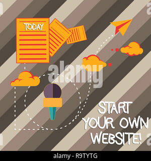 Handschrift Text schreiben Sie Ihre eigene Website. Begriff Sinne dienen als Erweiterung einer Business Card eine persönliche Website Informationen und Dokumente Passi Stockfoto