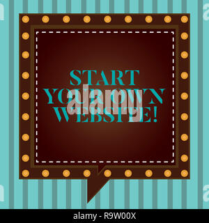 Handschrift Text schreiben Sie Ihre eigene Website. Begriff Sinne dienen als Erweiterung einer Business Card eine persönliche Website Square Sprechblasen innerhalb einer Stockfoto