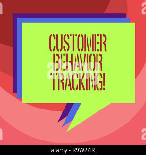 Text Zeichen zeigt das Verhalten der Kunden verfolgen. Konzeptionelle Foto Aktion, mit der Anwender ihre Firma Stack von Sprechblase Andere Farbe Bezug nimmt, Stockfoto