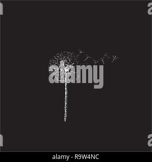 Schwarz und weiß Abbildung: ein Löwenzahn im Wind. Blume des Paradieses. Kreide auf einer Tafel Stock Vektor