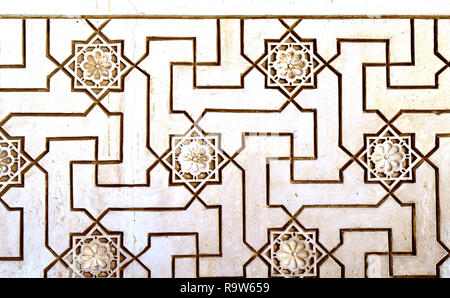 Wand Stuck Ornament, Alhambra, Granada, Andalusien Stockfoto