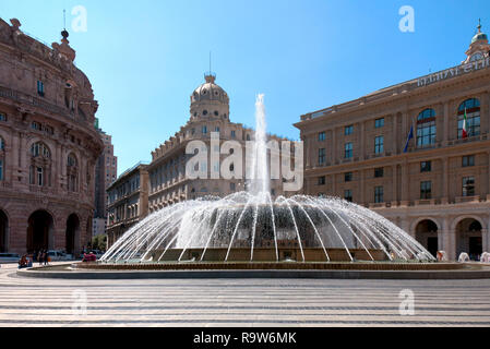 Brunnen, Piazza De Ferrari, Genua, Italien. Stockfoto