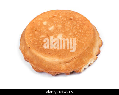 Großes Cottage cheese Pie isoliert auf weißem Stockfoto