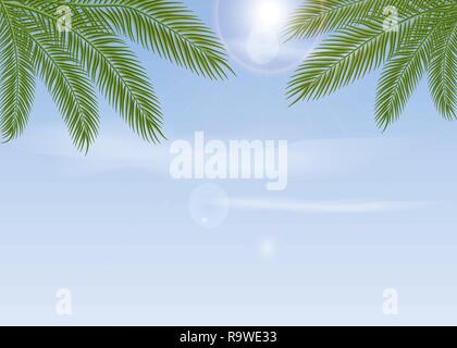 Hintergrund mit Tropischen blauen Himmel mit Palm Tree Branches 10 eps Stock Vektor
