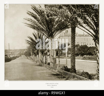 Promenade in Nizza, Frankreich, antiken Schönes Foto, 1893 Stockfoto