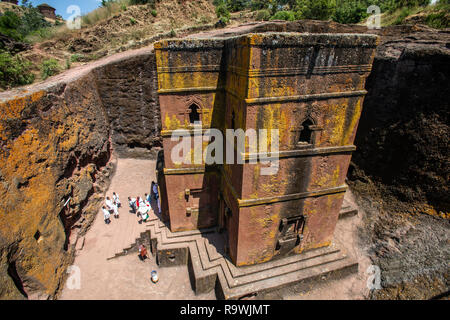 Die aus dem Felsen gehauenen Kirche von Saint George in Lalibela, Äthiopien Stockfoto