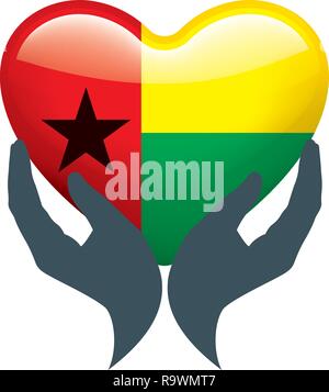 Guinea Bissau Flagge, Vector Illustration auf weißem Hintergrund Stock Vektor