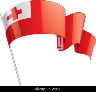 Tonga Flagge, Vektor, Abbildung auf einem weißen Hintergrund. Stock Vektor