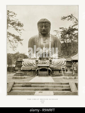 Die große Bronze Buddha, Japan, antike japanische Fotografie, 1893 Stockfoto