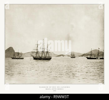 Hafen von Rio de Janeiro, Brasilien, antike Brasilien Foto, 1893 Stockfoto