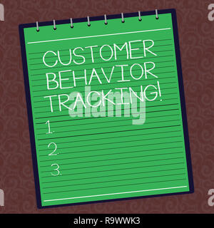 Text Zeichen zeigt das Verhalten der Kunden verfolgen. Konzeptionelle Foto Aktion, mit der Anwender ihre Firma gesäumt Spirale Top Color Editor Foto o Bezug nimmt, Stockfoto